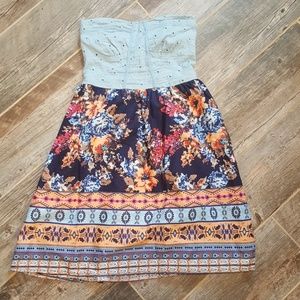 Strapless summer dress with pockets, size xs